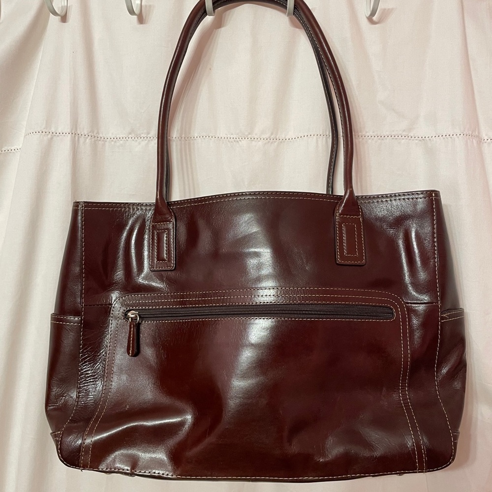 Vintage brown leather Fossil tote bag